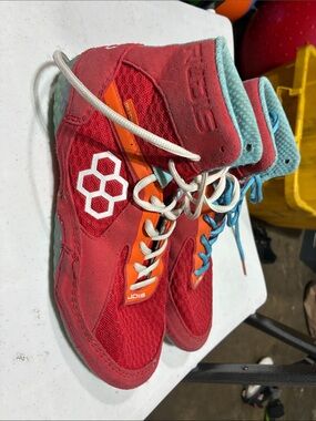 Youth Red High-Top Sneakers with Aqua Lining by (unknown)